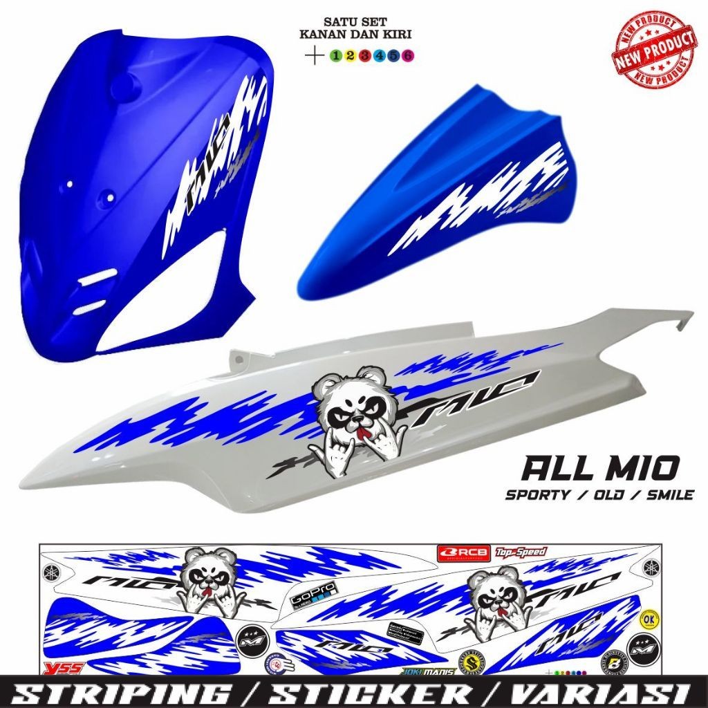 STIKER MOTIF SIMPLE VARIASI MOTOR MIO OLD MIO SMILE MOTIF PANDA