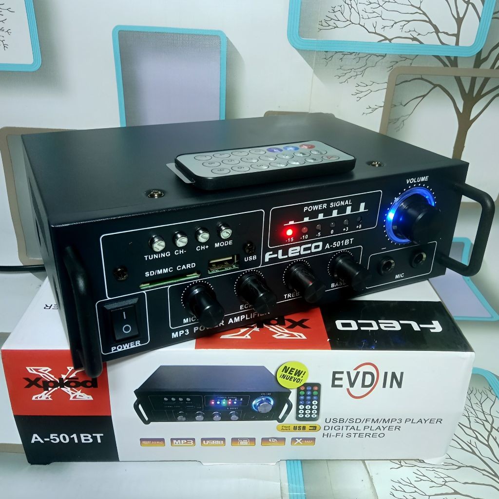 DUO  MIC Power Amplifier FLECO A-501BT | Amplifier Bluetooth MINI Fleco Audio Power A 501BT 600W | K