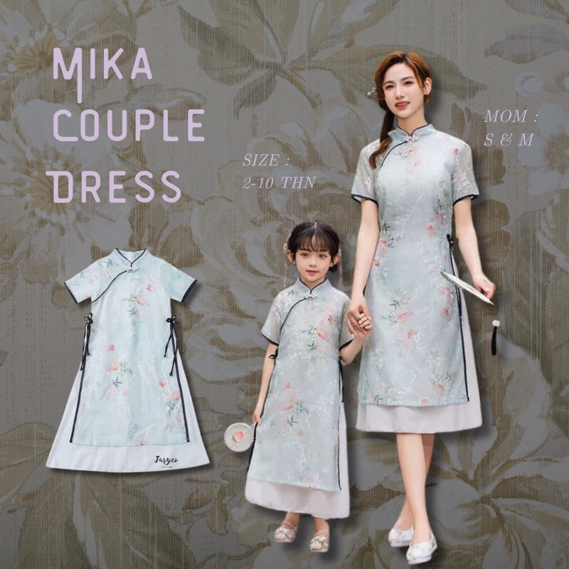 Jusyco Mika Flowery Qipao Couple /Dress Qipao Couple Ibu Dan Anak Perempuan