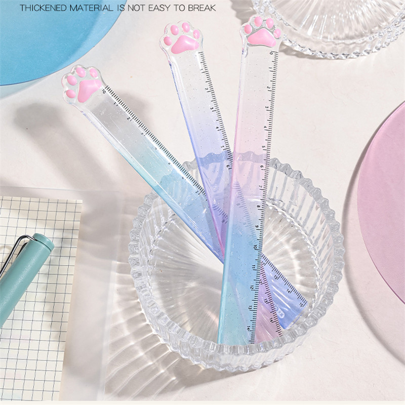 

15CM Gradient Cat Claw Cute Straight Ruler Gradient Measuring Tool Korean Style School Stationery Supply Kawaii Accessories gift