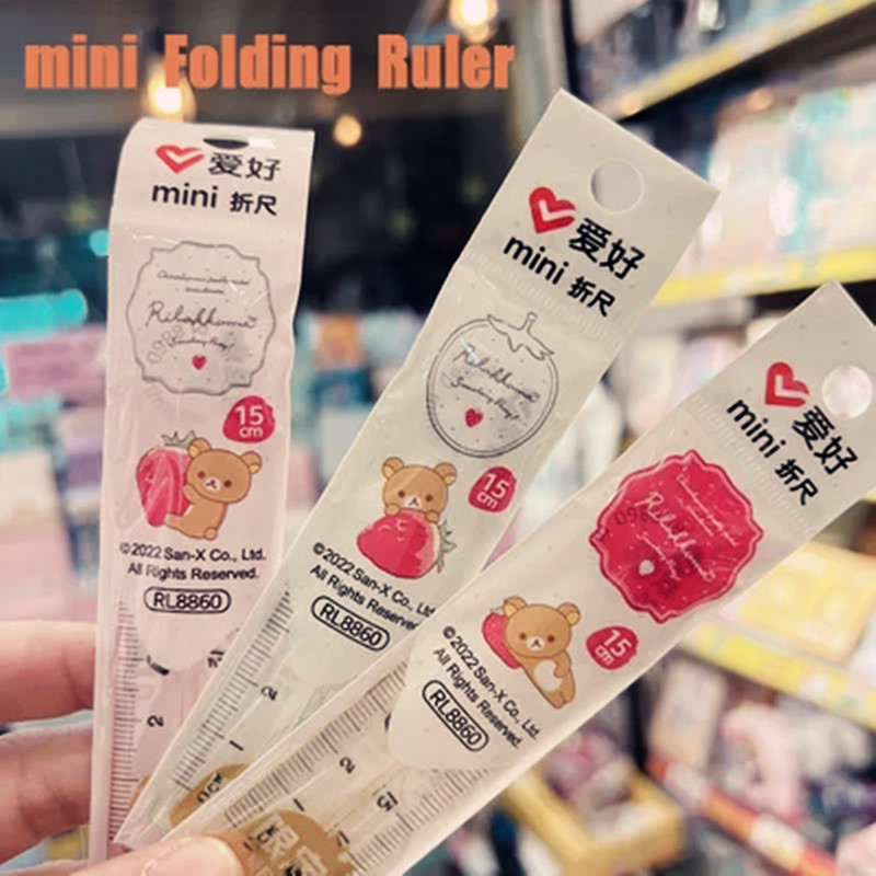 

3Pcs AIHAO RL8860 Rilakkuma MINI Folded Ruler Plastic Geometry Maths Square Drawing Compass Stationery Angle Rulers For School