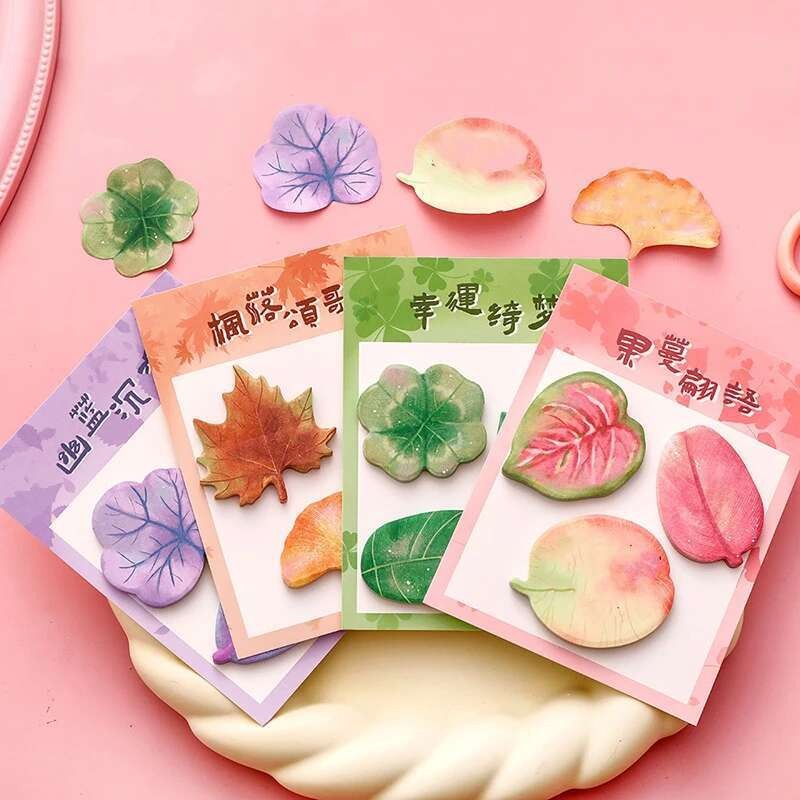 

1 Piece Kawaii Stationery Natural Plant Leaf Sticky Note Memo Pad Office Planner Sticker School Supplies Decoration Adhesive