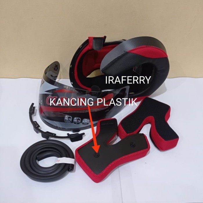busa helm kyt rc7 rc 7 satu set klip PLASTIK kaca hitam + karet helm - KANCING PLASTIK, All Size