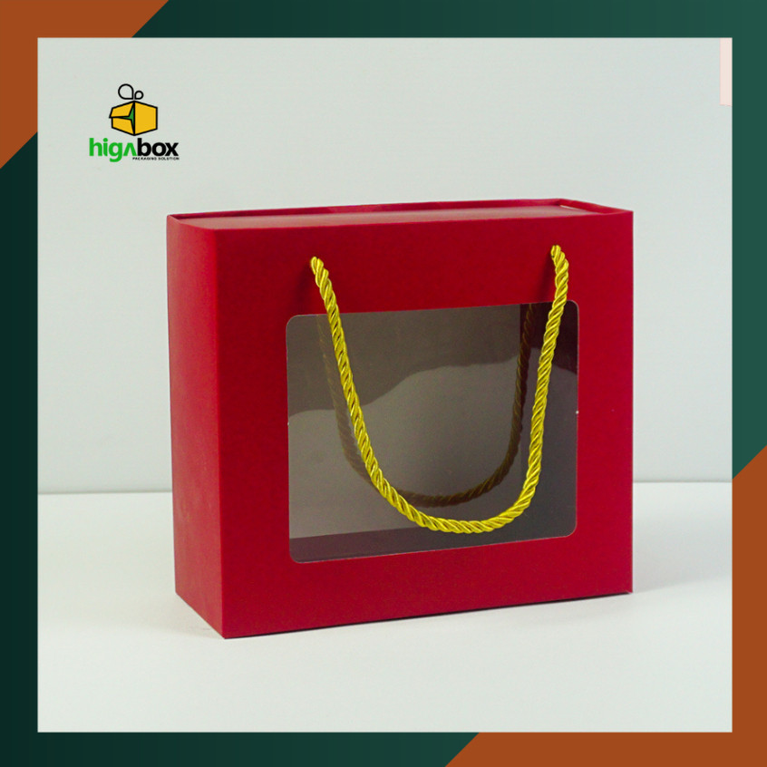 

Box Mika Slide Tali 17.5 x 7.5 x 17 Cm / Packaging dus toples kue kering / Box Kue isi 2 Toples 350g / Box Bridesmaid / Kotak Paper bag Cinese New Year / Box CNY | HH04