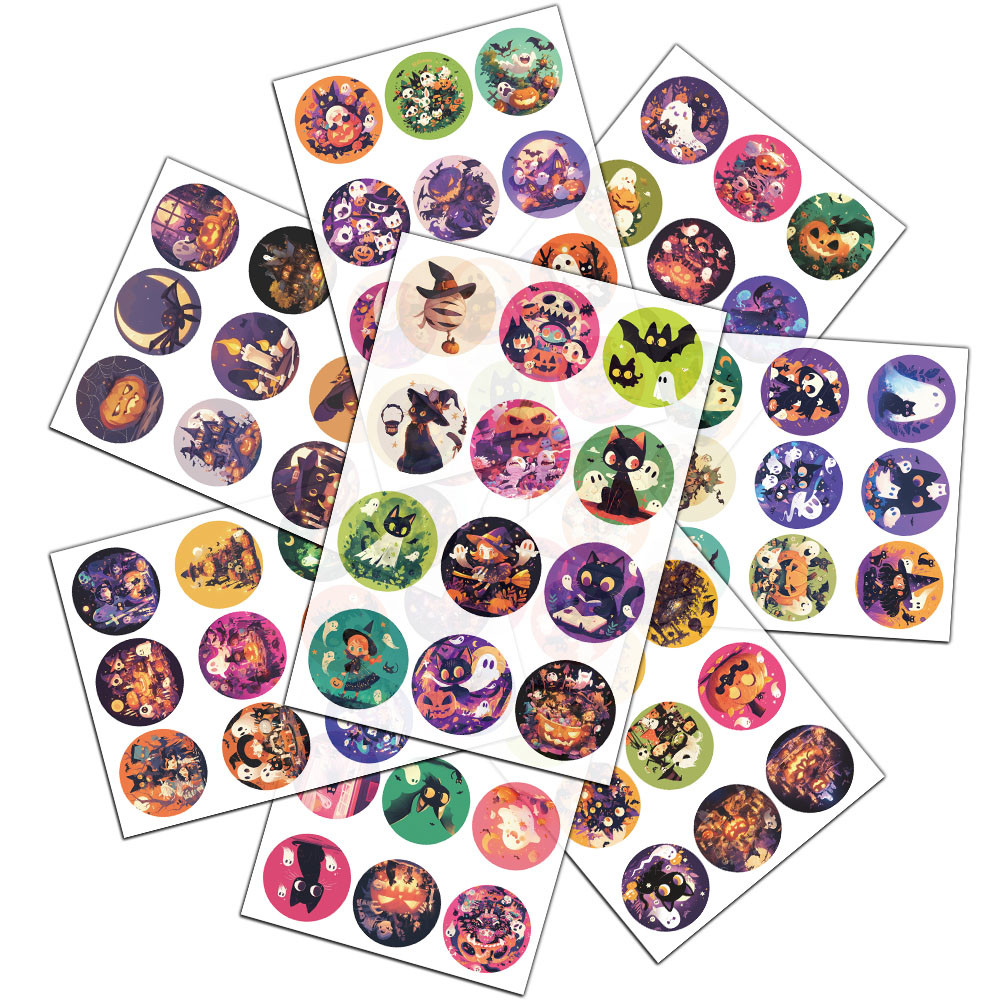 

8PCS Cartoon Halloween Atmosphere Puzzle Stickers Festival Handbooks Material Phone Case Laptop Luggage Waterproof Stickers