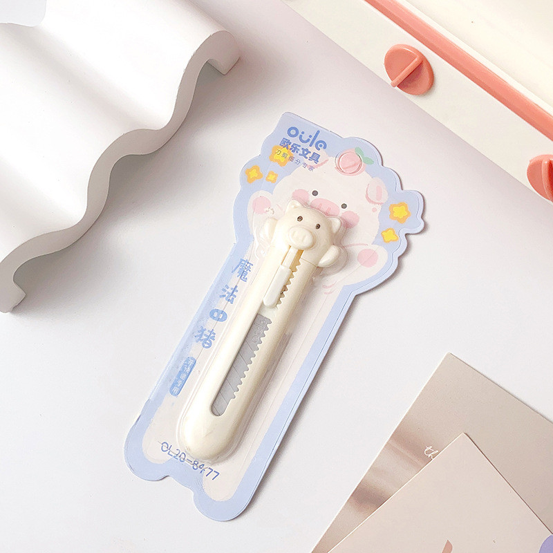 

Mini Portable Utility Knife Kawaii Cartoon Animal Rabbit Cat Piggy Box Cutter for Student Cute Scrapbook Stationery Paper Cutter