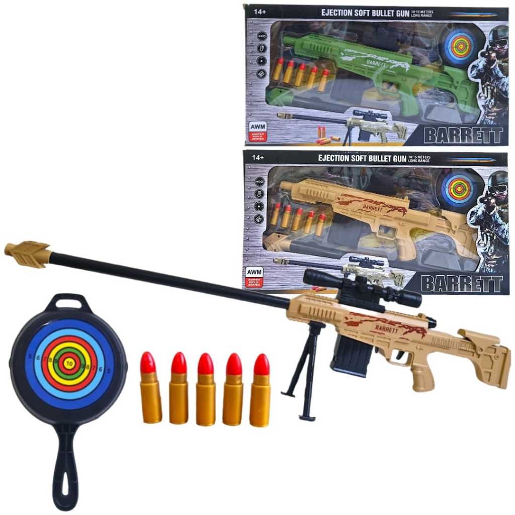 ZARISHOP.ID BARRET GUN Mainan Tembakan Sniper Ejection Soft Bullet Gun + AWM SHELL