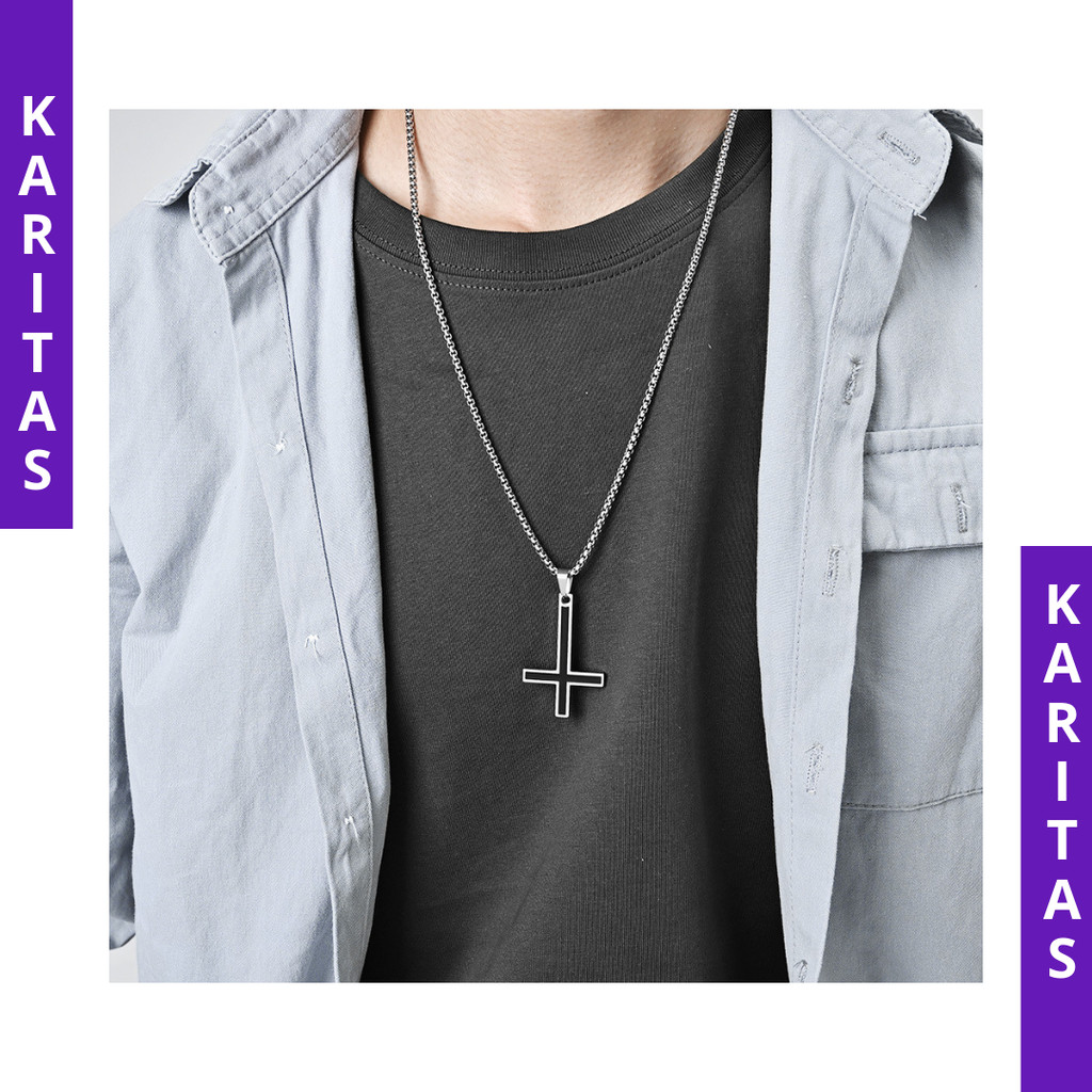 KALUNG SALIB ST PETRUS (SALIB TERBALIK) / KALUNG SALIB ANTI KARAT / KALUNG SALIB EMAS / KALUNG SALIB