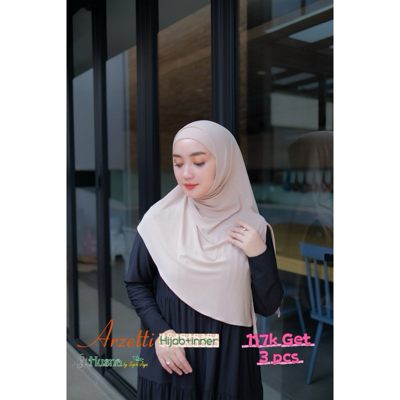 HUSNA Jilbab Bergo Khimar Hijab+Inner Arzetti Jersy Premium JILBAB INSTAN ORI HUSNA