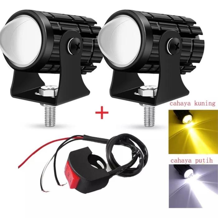 Lampu Tembak Laser Led Mini 2 Warna - Lampu Tembak Sorot Foglamp Mini D2 Laser Gun Car Motorcycle - 