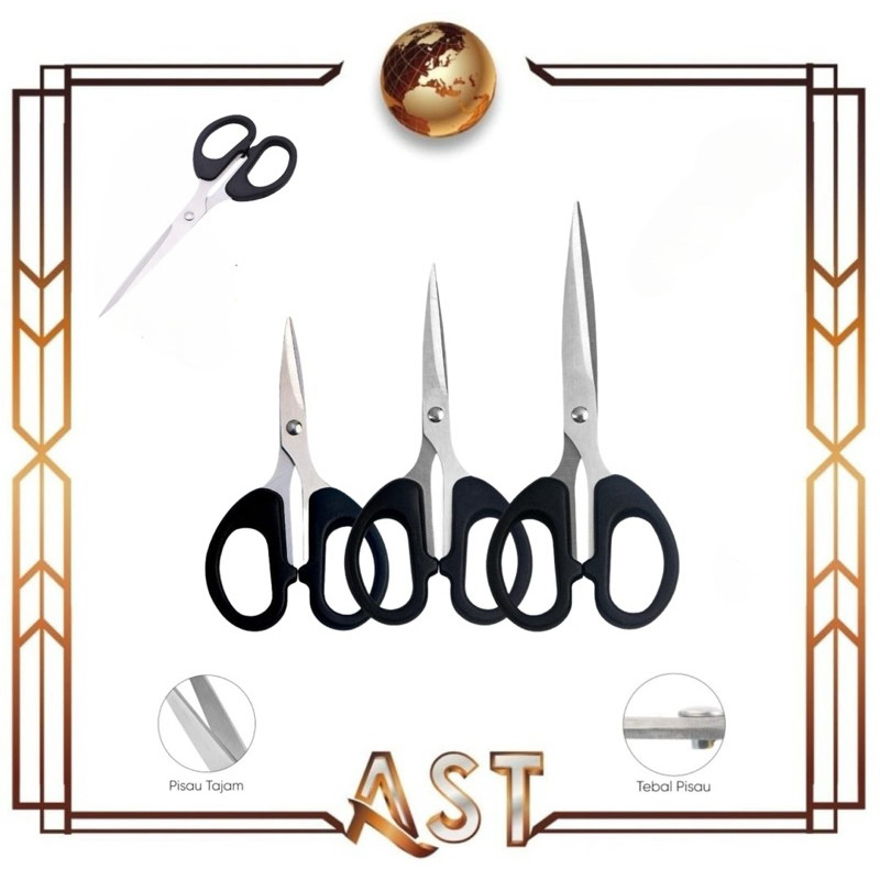 

AST Gunting Kertas Scissors Paper Plastik Size S - M - L Stainless Steel Tajam