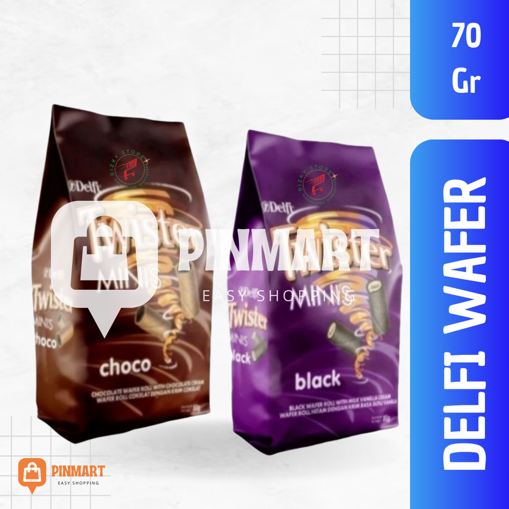 

DELFI WAFER ROLL TWISTER MINIS BLACK VANILLA 70G TWISTER MINIS CHOCO CREAM 70G