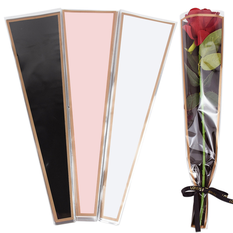 

50Pcs Transparent Rose Flower Wrapping Bag DIY Bouquet Packaging Bags For Wedding Birthday Party Gift Decoration Supplies