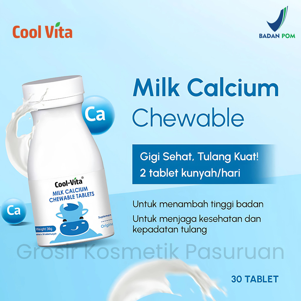 ❤️GKP❤️TERLARIS COOLVITA Milk Calcium Vitamin Tinggi Badan Kalsium untuk Kesahatan Tulang Tablet Ras