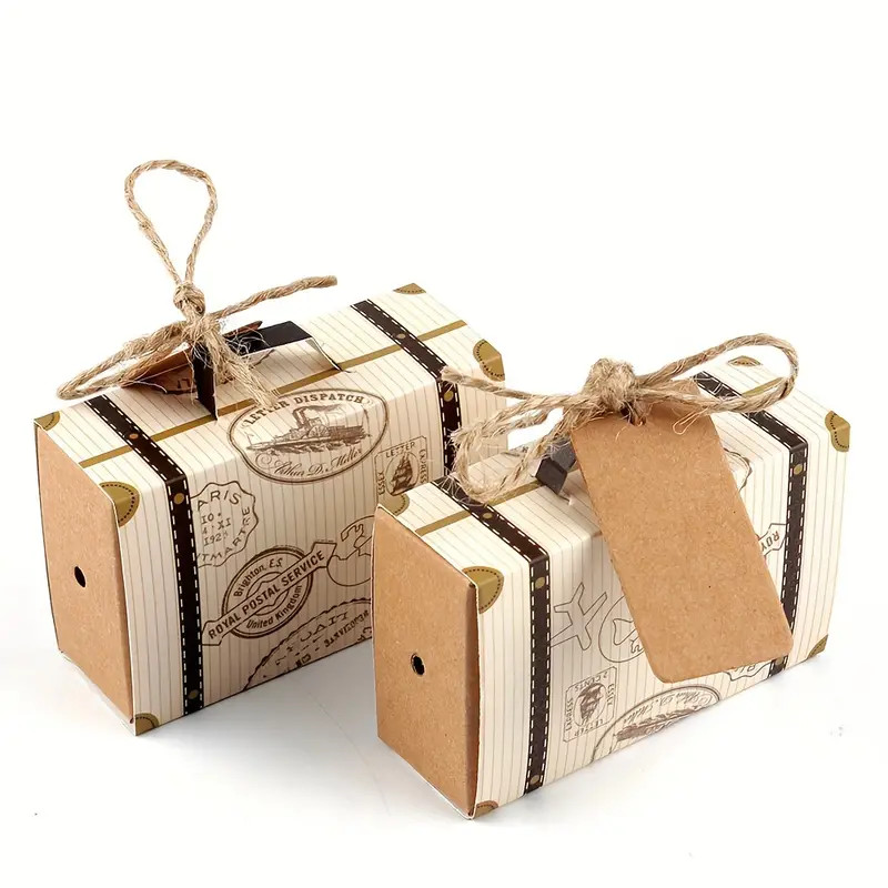 

50pcs Elegant Mini Suitcase Gift Boxes - Perfect for Weddings, Holidays & Special Events - Unique Chocolate Candy Packaging Bags