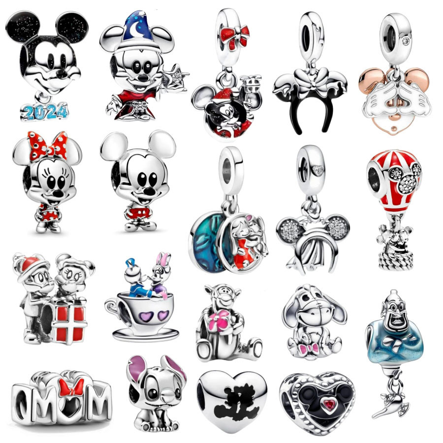 2024 Disney Mickey Mouse & Minnie Mouse Charms Fit Original Pandora Bracelet DIY Beads Pendant Chris