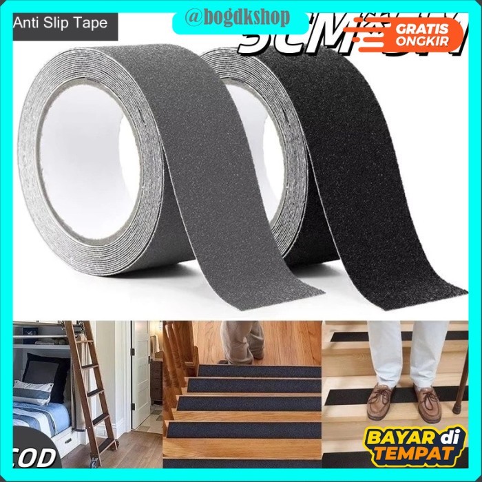 

5 MTR Lakban Anti Slip Tangga Anti Licin Tape Safety Strong Grip Kasar - Abu, 7cm x 5mtr