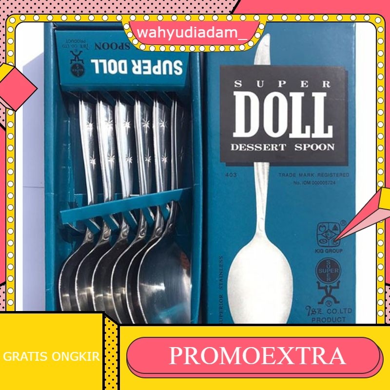 6pcs sendok makan super doll ORIGINAL TEBAL isi 6pcs / sendok stainless super doll / sendok dan garp