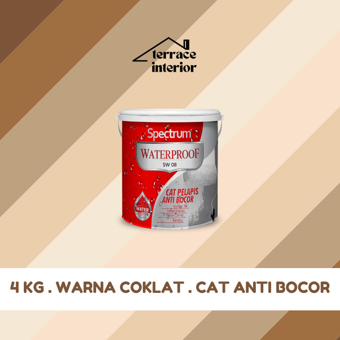 Cat Pelapis Anti Bocor Spectrum Waterproof Warna Cokelat 4 KG