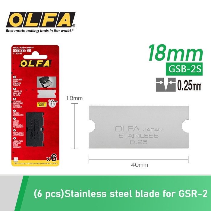 

Refil Scraper GSB-2S/6B Stainless steel blade for GSR-2 (6pc/pack)OLFA