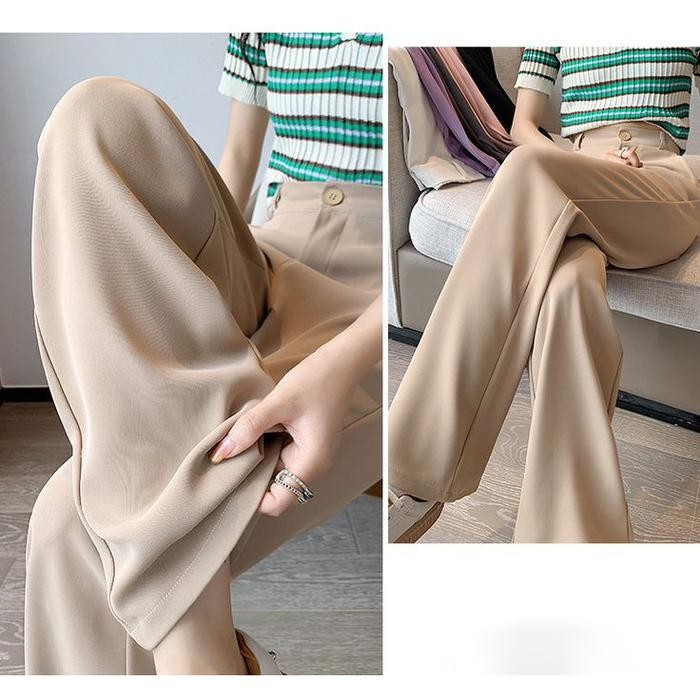 BEARY JEANS BJ085 | Celana Kain Wanita Highwaist Kulot Fabric Cullotes Straight Pants Celana Kulot W