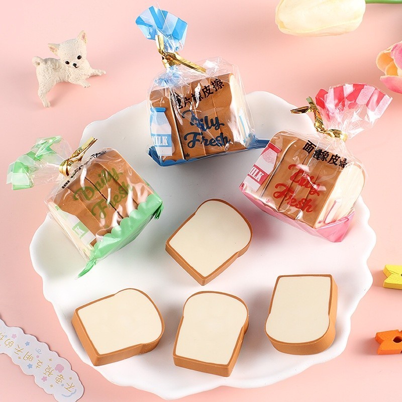 

JHM Penghapus Pensil Karakter Roti Tawar Isi 4Pcs Eraser Toast Bread Hapusan Sekolah Korean Style Penghapus Pensil Lucu Bentuk Roti Panggang 4 Pcs t
