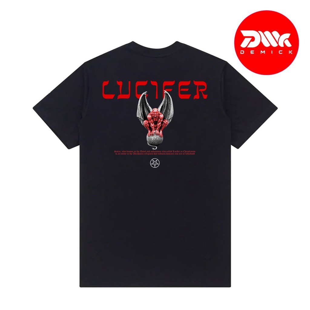 Kaos Satanic Lucifer Baju Satanic Baphomet Baju Satan Setan Black Tees