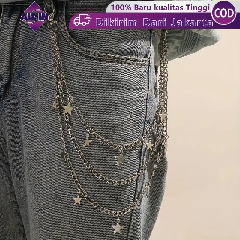 Korea Rantai Pinggang Celana Pantschain Unisex Punk Fashion Style Korea Hiphop Aksesoris Celana