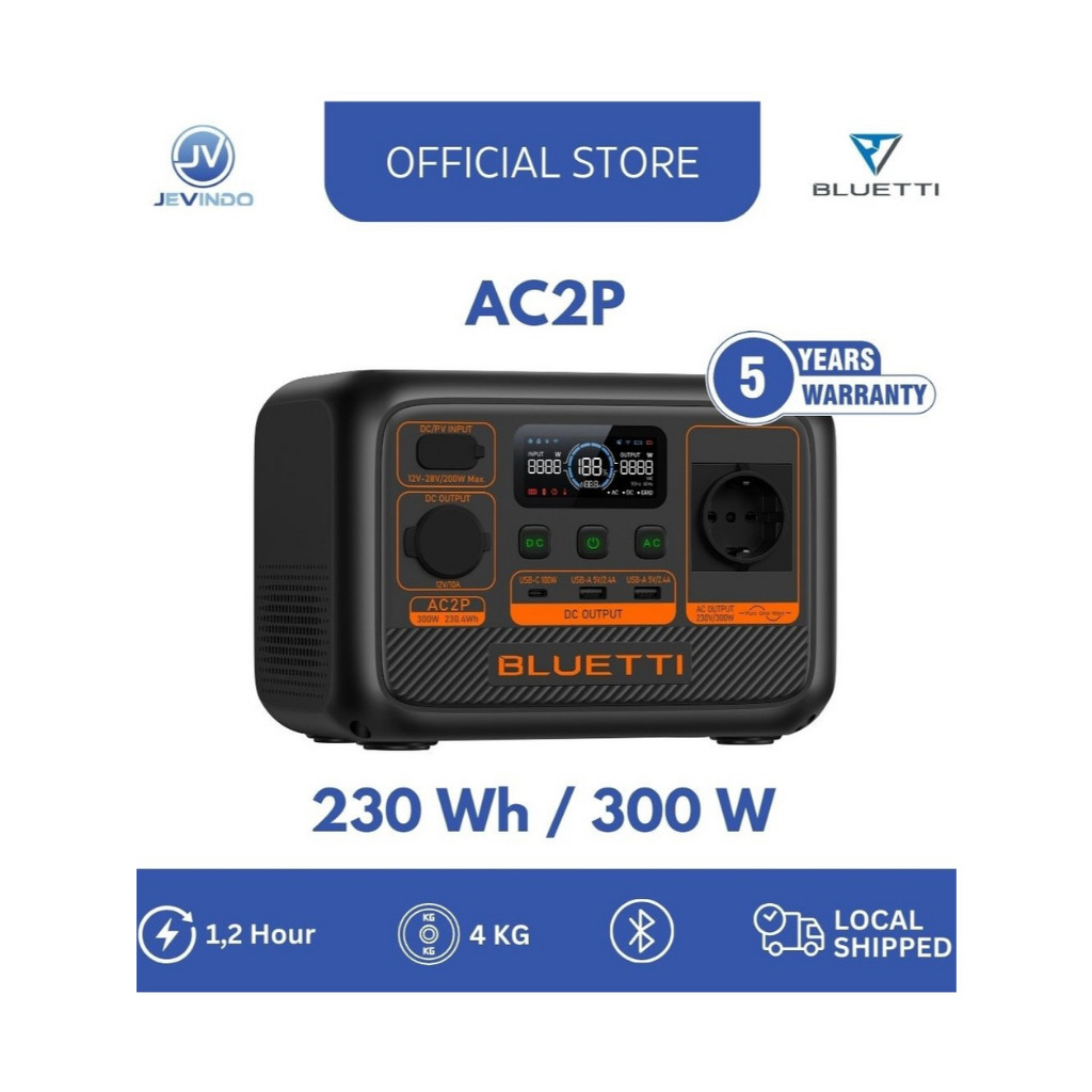 BLUETTI Portable Power Station AC2P | 300W 230,4Wh Power Bank - AC2P Only