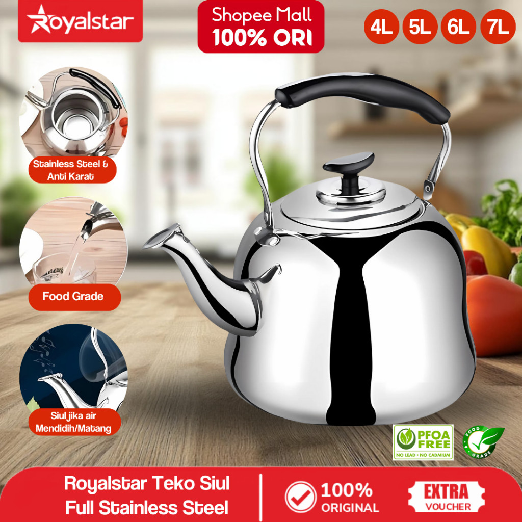 ARKAMANISHOP Royalstar Ceret Teko Stainless Bunyi Siul Anti Karat Ceret Bunyi Untuk Masak Air Stainl