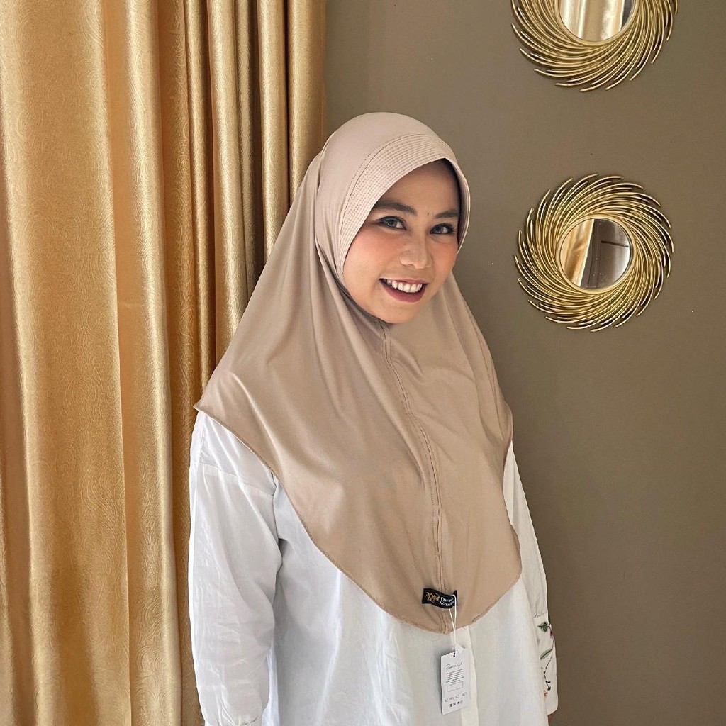 DM - Kerudung Instan Casual Hijab Bergo Pet Jersey Kenan Ukuran L Busa Simple Muslim Panjang Pad Hit