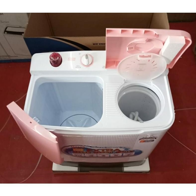 Mesin Cuci 2 Tabung Sanken 7kg/Mesin Cuci 2 Tabung Sanken tw-8663/ WARNA PINK