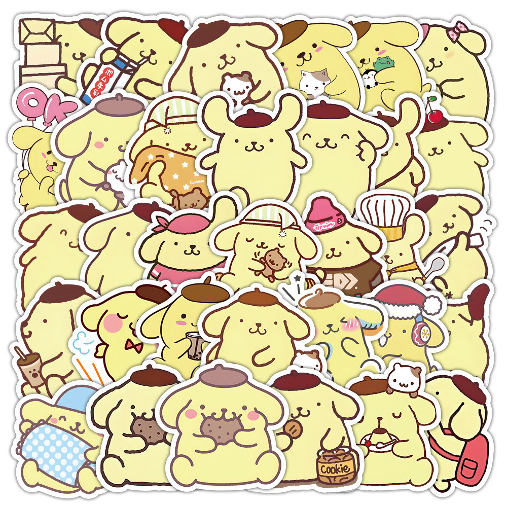 

10/30/50pcs Cartoon Sanrio Pompom Purin Stickers Graffiti Decals DIY Luggage Fridge Phone Waterproof Cute Anime Stickers Kid Toy