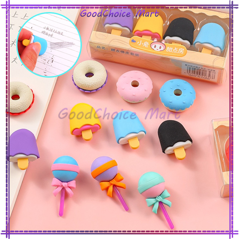 

4PCS Penghapus Pensil Karakter Lucu / Penghapus Set Cute
