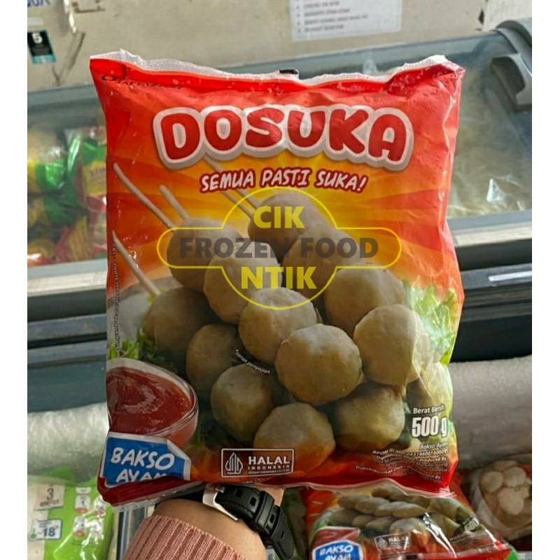 

Dosuka bakso ayam 500g Frozen food cik ntik Jambi cemilan jajanan seblak korea jepang