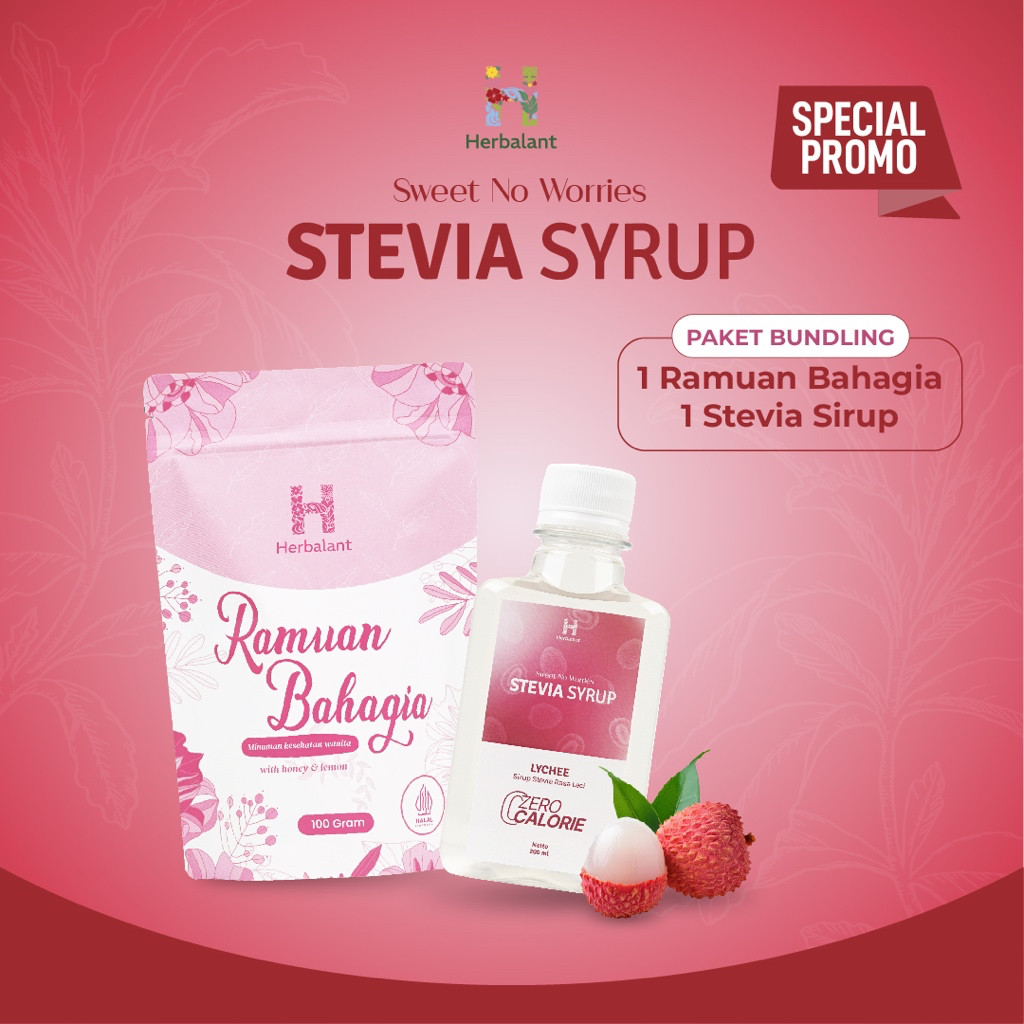 

HERBALANT [PAKET DUO] Ramuan Bahagia + Stevia Syrup