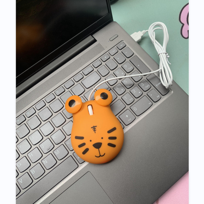 

Cute cartoon children's mouse wired tiger student mouse laptop computer Creative gifts