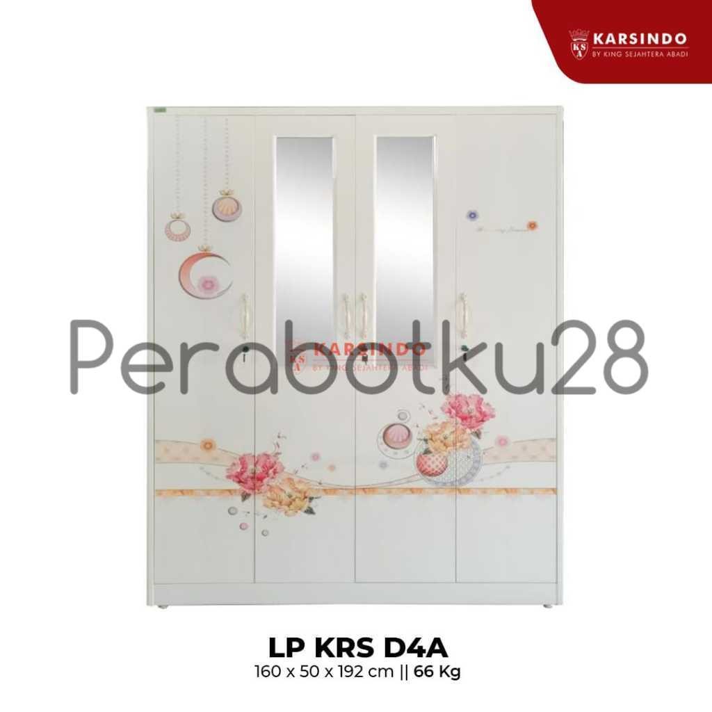 [PERABOTKU28] LEMARI PAKAIAN IMPORT BESI 4 PINTU / LEMARI BAJU IMPOR BAHAN PLAT BESI 4 PINTU