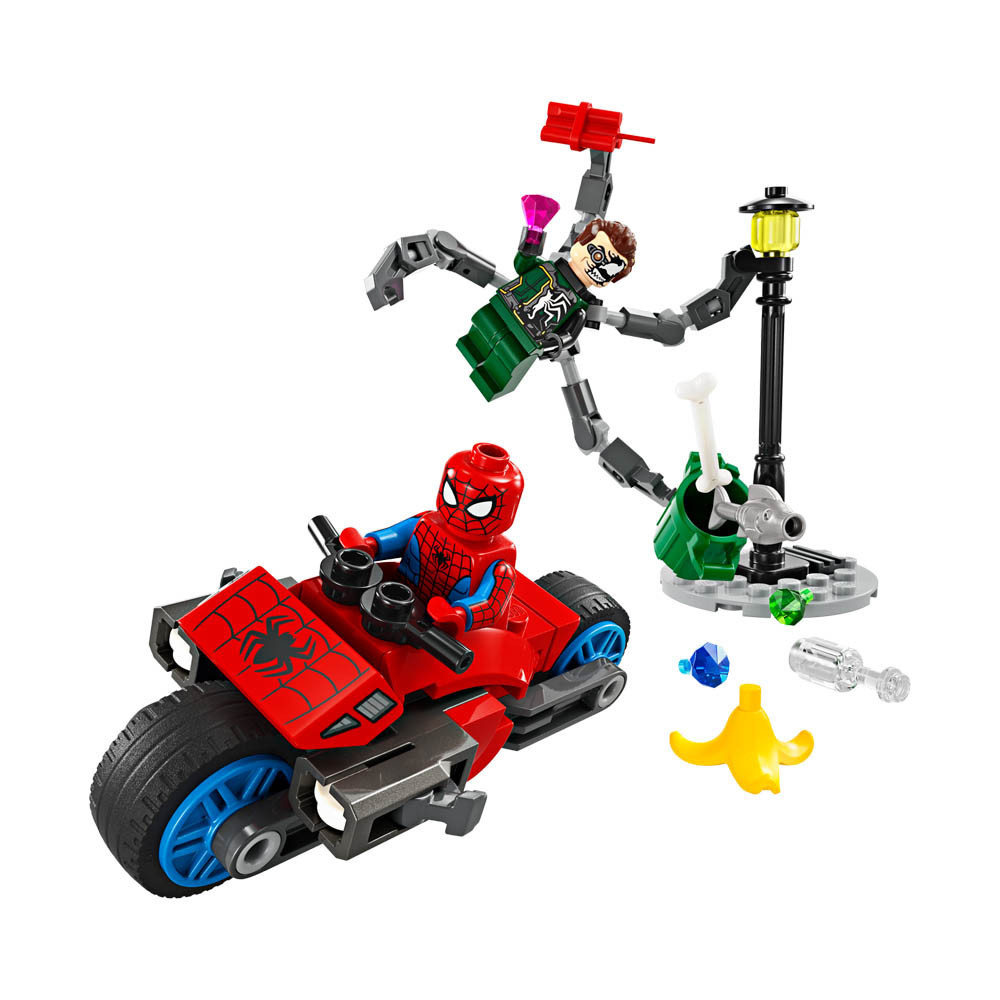 Lego Marvel Motorcycle Chase Spiderman Vs Doc Ock 76275 Kids Toy Toys Block Bricks Set Mainan Menyus