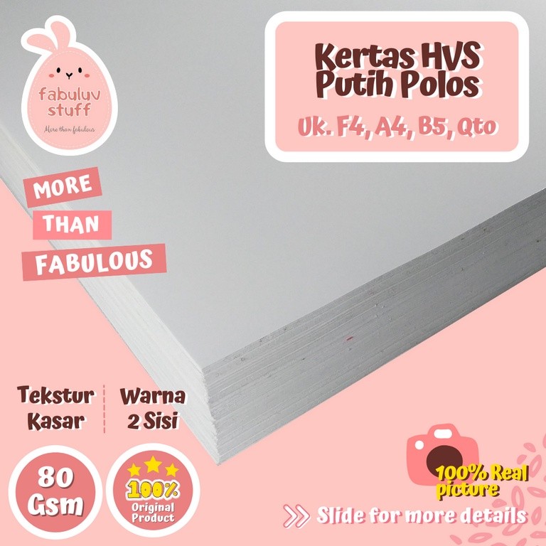

Kertas HVS Polos 80 gsm A4 F4 B5 Qto