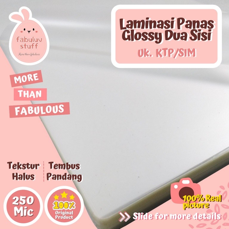 

Plastik Laminasi Panas 100 dan 250 Micron Ukuran KTP