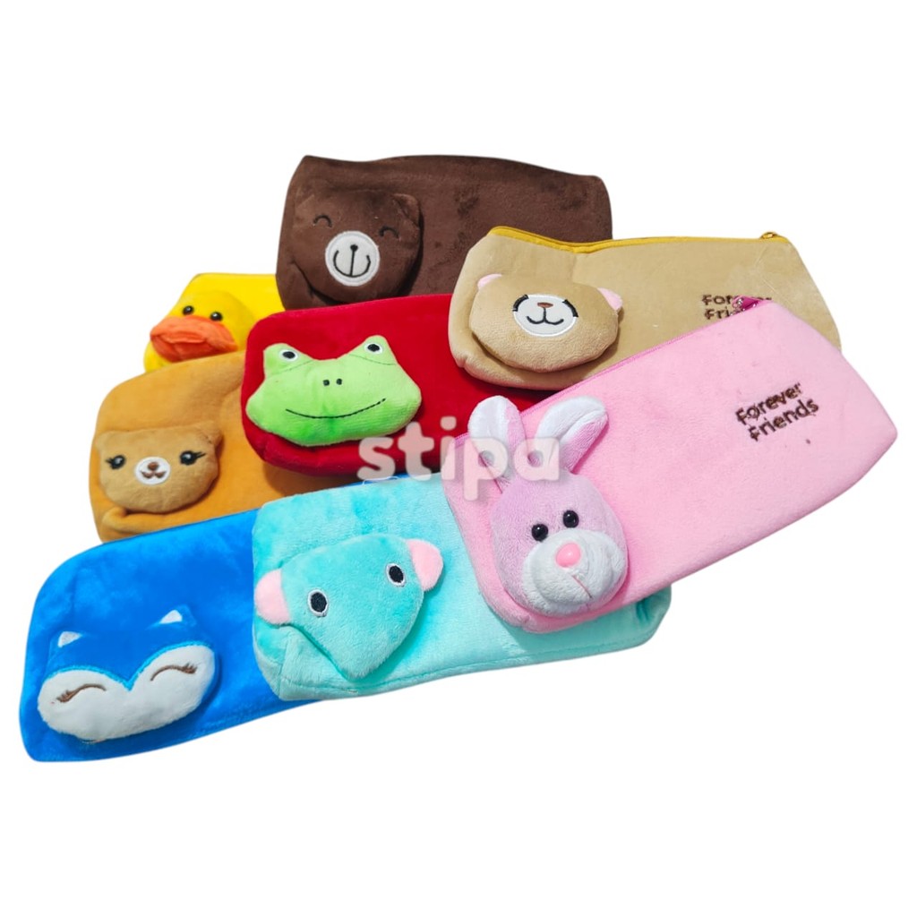 

STIPA Tempat Pensil Karakter Boneka Dompet Panjang Kotak dengan Gantungan Kunci Resleting Ganci Tas Pouch Koin Serbaguna Kado Souvenir Anak