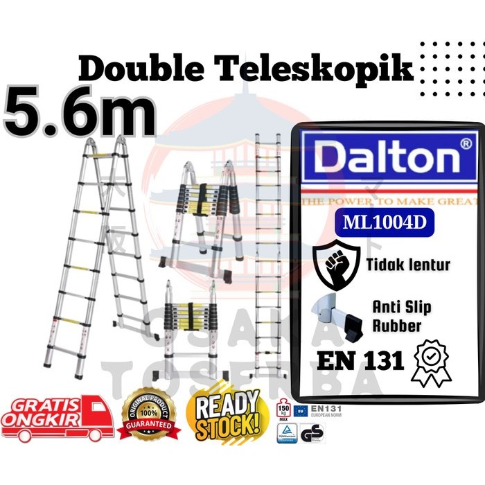 Tangga Double Teleskopik 5.6M DALTON ( 2.8m x 2.8m ) / Tangga lipat teleskopik 5.6 Meter ML-1004D