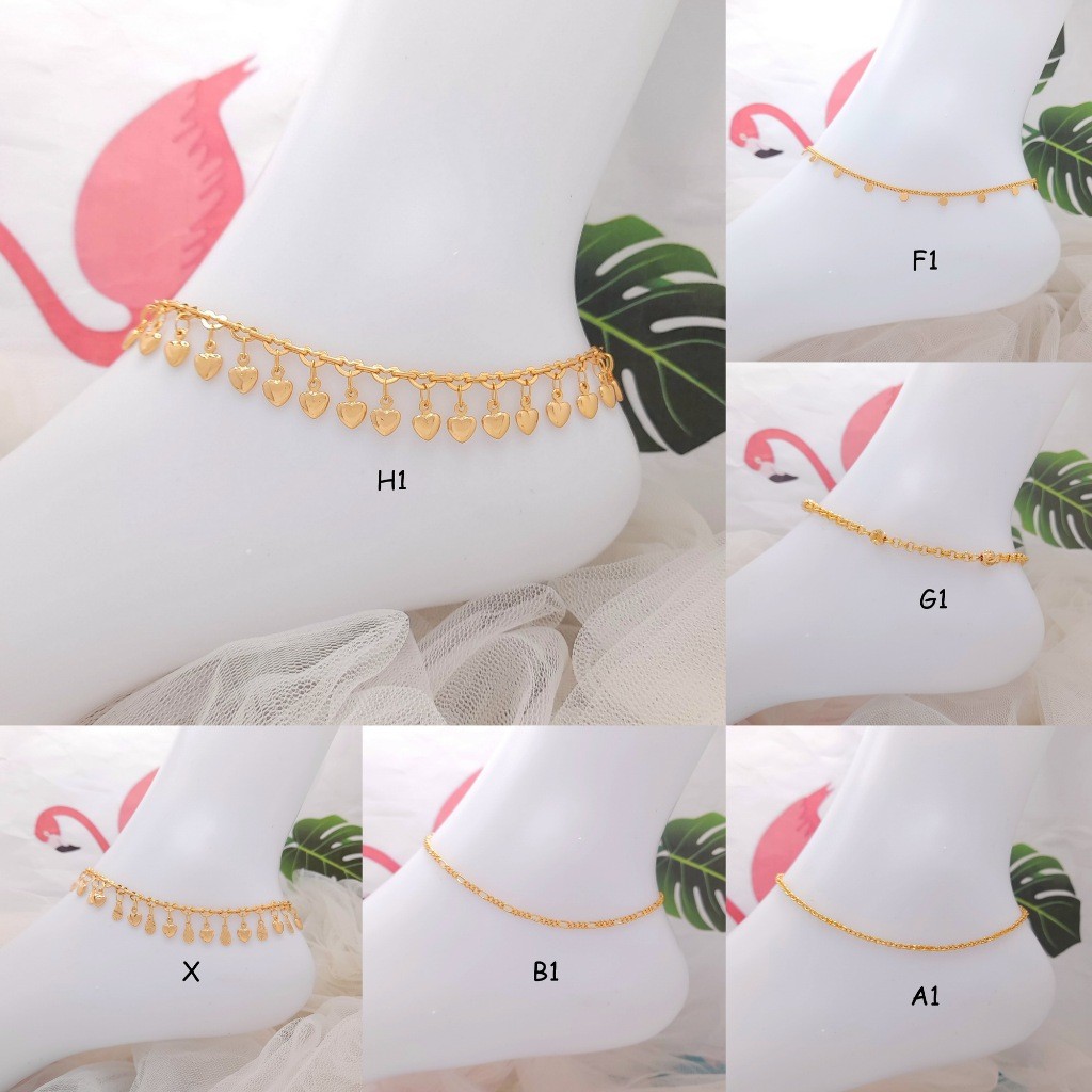 Gelang Kaki Xuping Rantai Italy Kaca Lapis Emas - BB106 Perhiasan Wanita