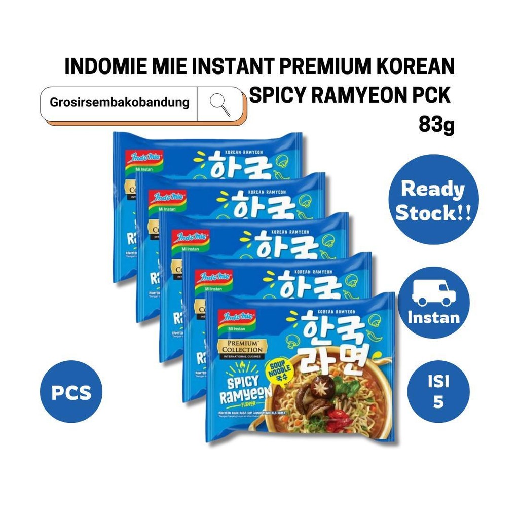 

INDOMIE MIE INSTANT PREMIUM KOREAN SPICY RAMYEON PCK 83g - 5 Pcs - Kota Bandung