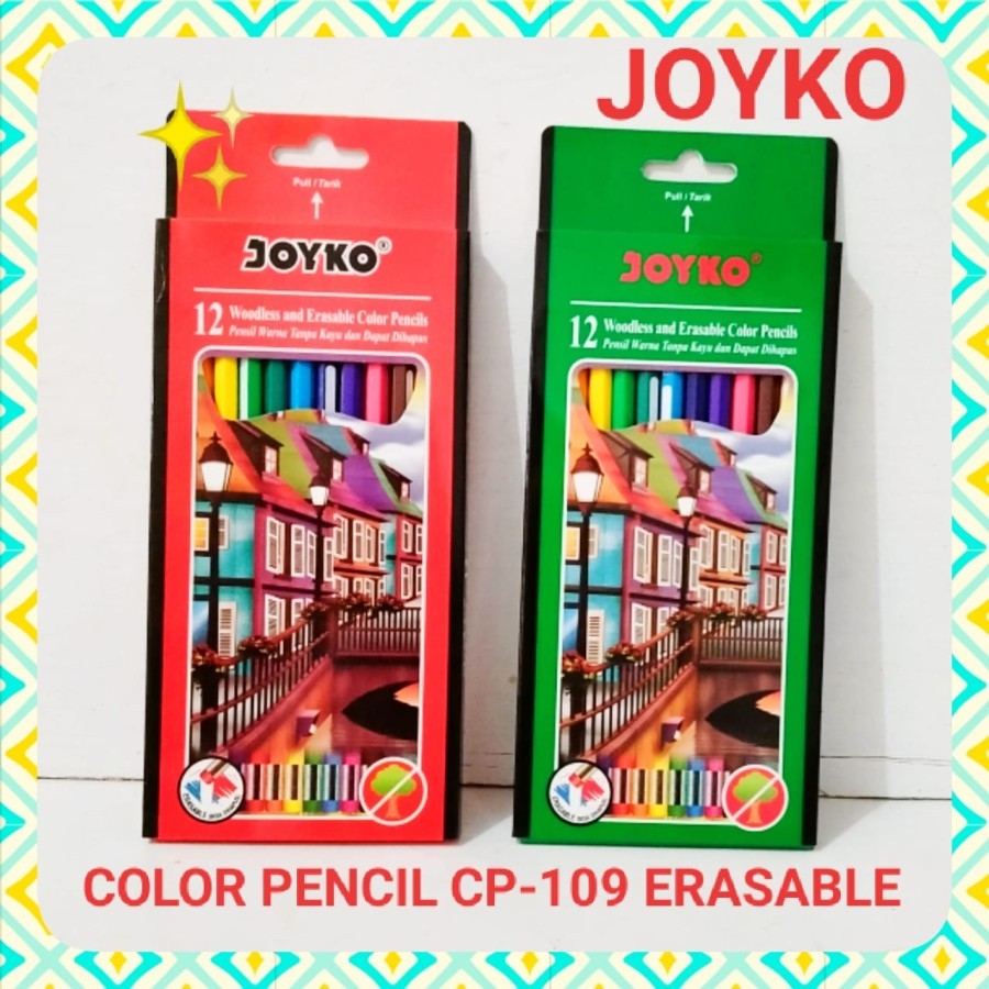 

Pensil Warna 12 Warna Panjang Bisa Dihapus JOYKO CP-109 Erasable