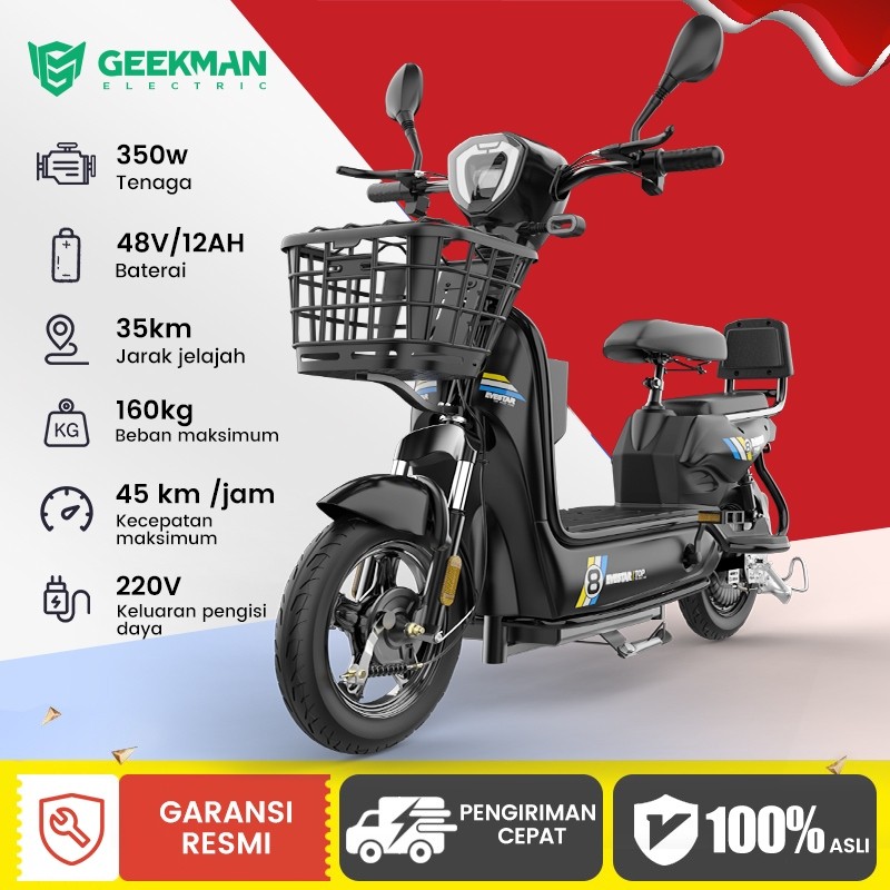 GEEKMAN Sepeda Listrik City Terbaru 350 Watt Sepeda Motor 48V/12AH Sepeda Listrik Murah Dewasa