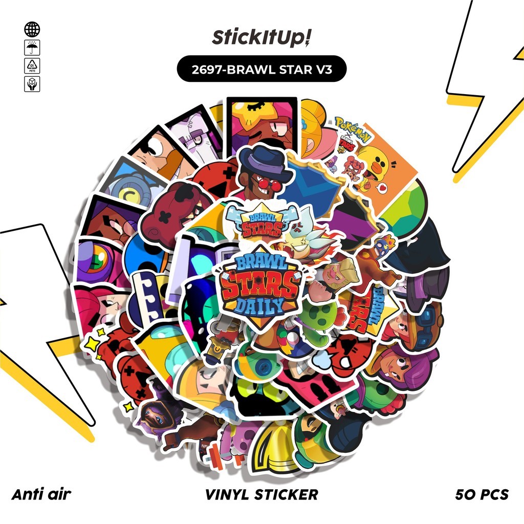 

COD✨ 50 Pcs Stiker BRAWL STAR V3 Lucu Anti Air Untuk Dekorasi Notebook Sepeda Skateboard Handphone DIY
