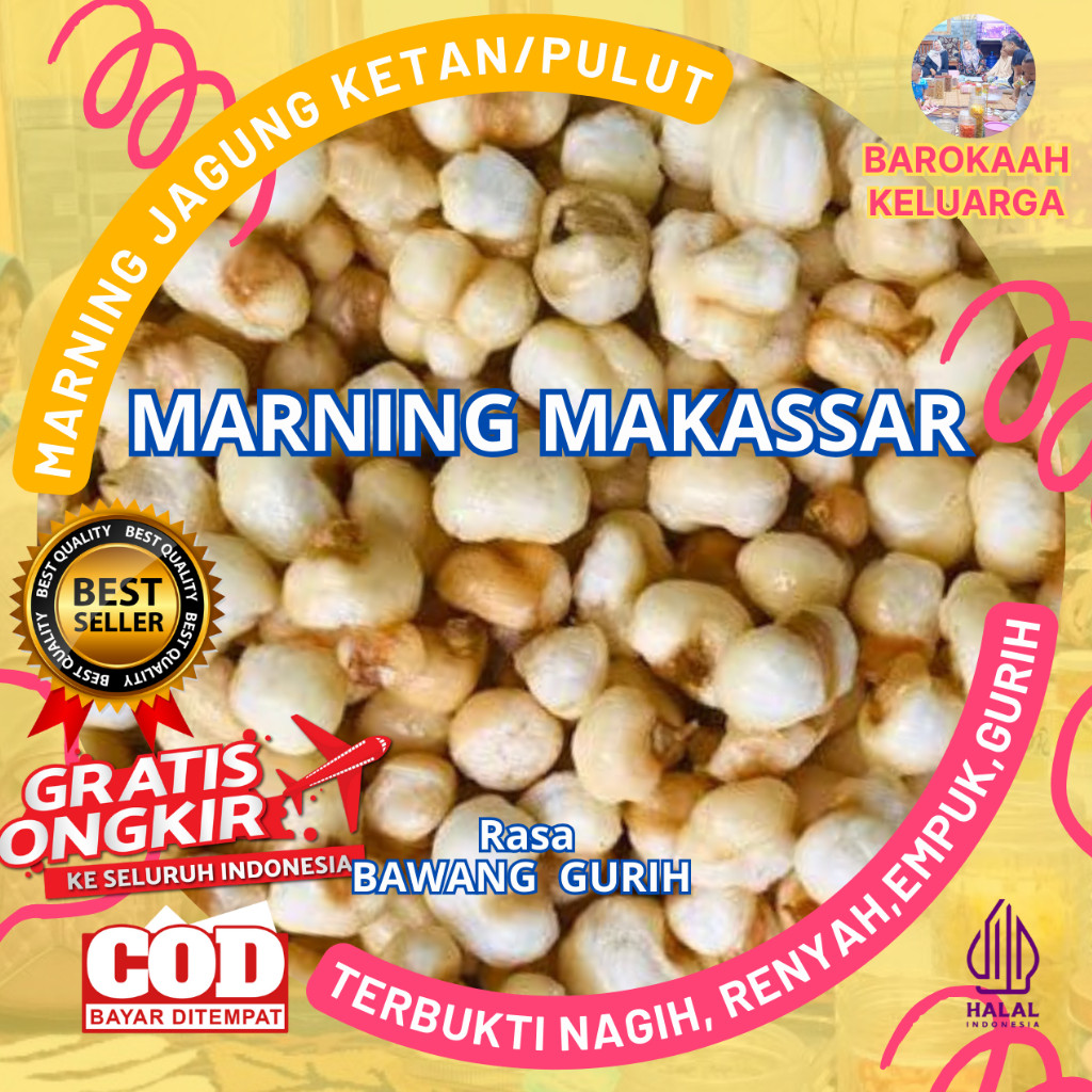 

MAKARONI MARNING JAGUNG SUPER EMPUK/ MARNING JAGUNG SULTAN KILOAN 100 gr, 250 gr 500 gr, 1KG GURIH BAWANG HARGA SPESIAL