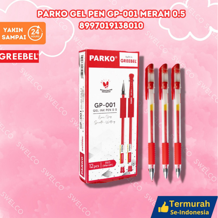 

PARKO PULPEN GEL / Gel Pen GP-001 0.5 Merah 1pcs / Ballpen Gel Ballpoint Bolpen Bolpoin Pena Gel